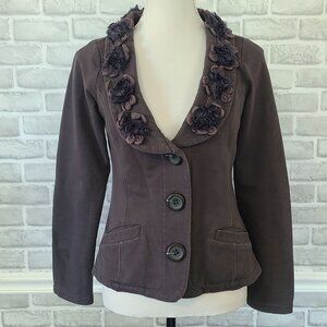 Nick & Mo Floral Embellished Blazer Jacket Gray Small Whimseygoth Romantic